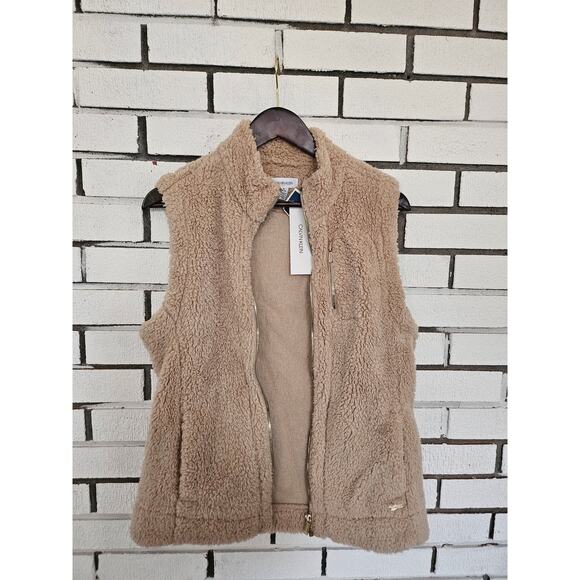 NWT Calvin Klein Beige Fuzzy Vest Medium - Picture 1 of 3
